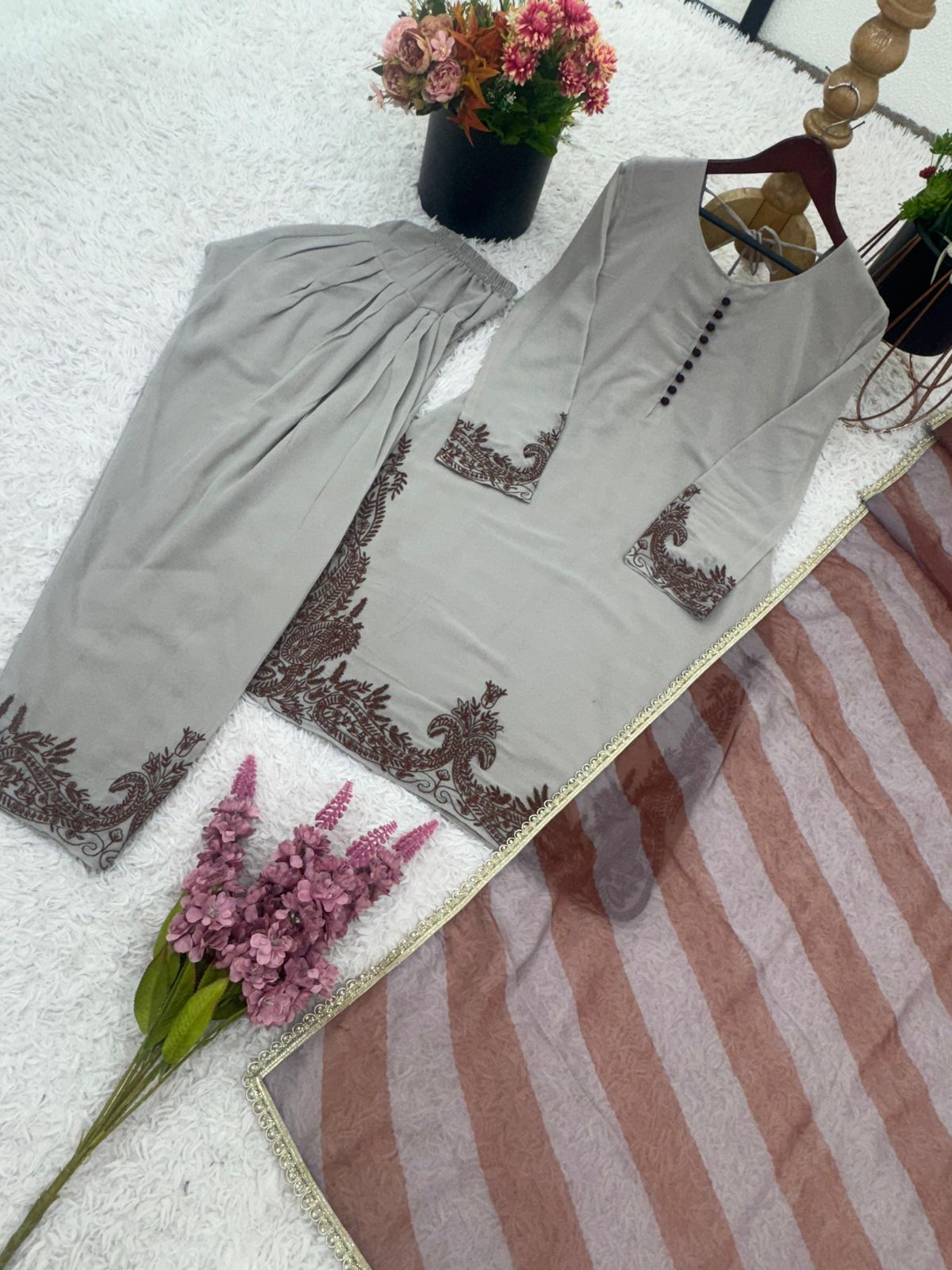 Maverick Fusion Fox Georgette Top Bottom Dupatta Set